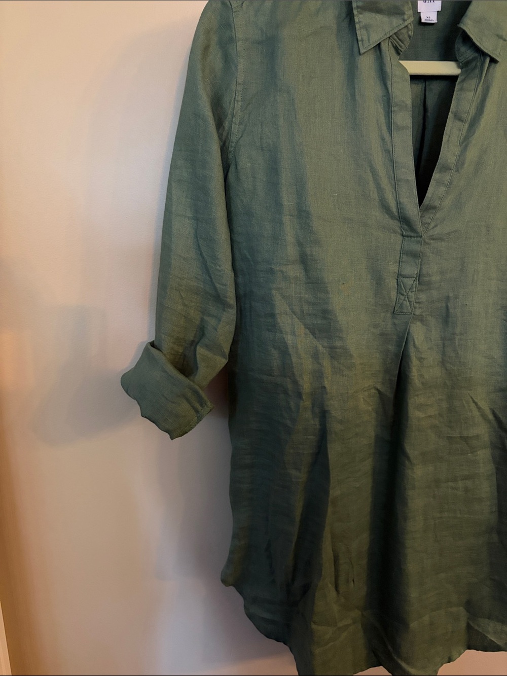 GAP Olive Green Women's Split V-Neck Tunic - Picture 3 of 5
